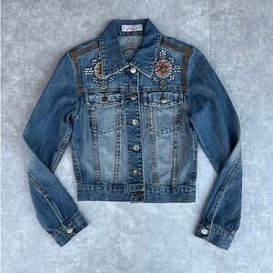 90s Vintage Denim Embellished Jacket -S